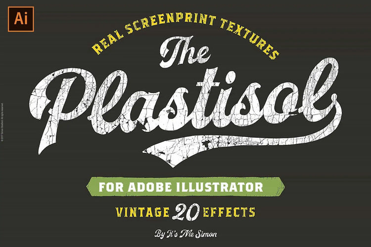 Vintage plastisol cracked illustrator texture pack preview
