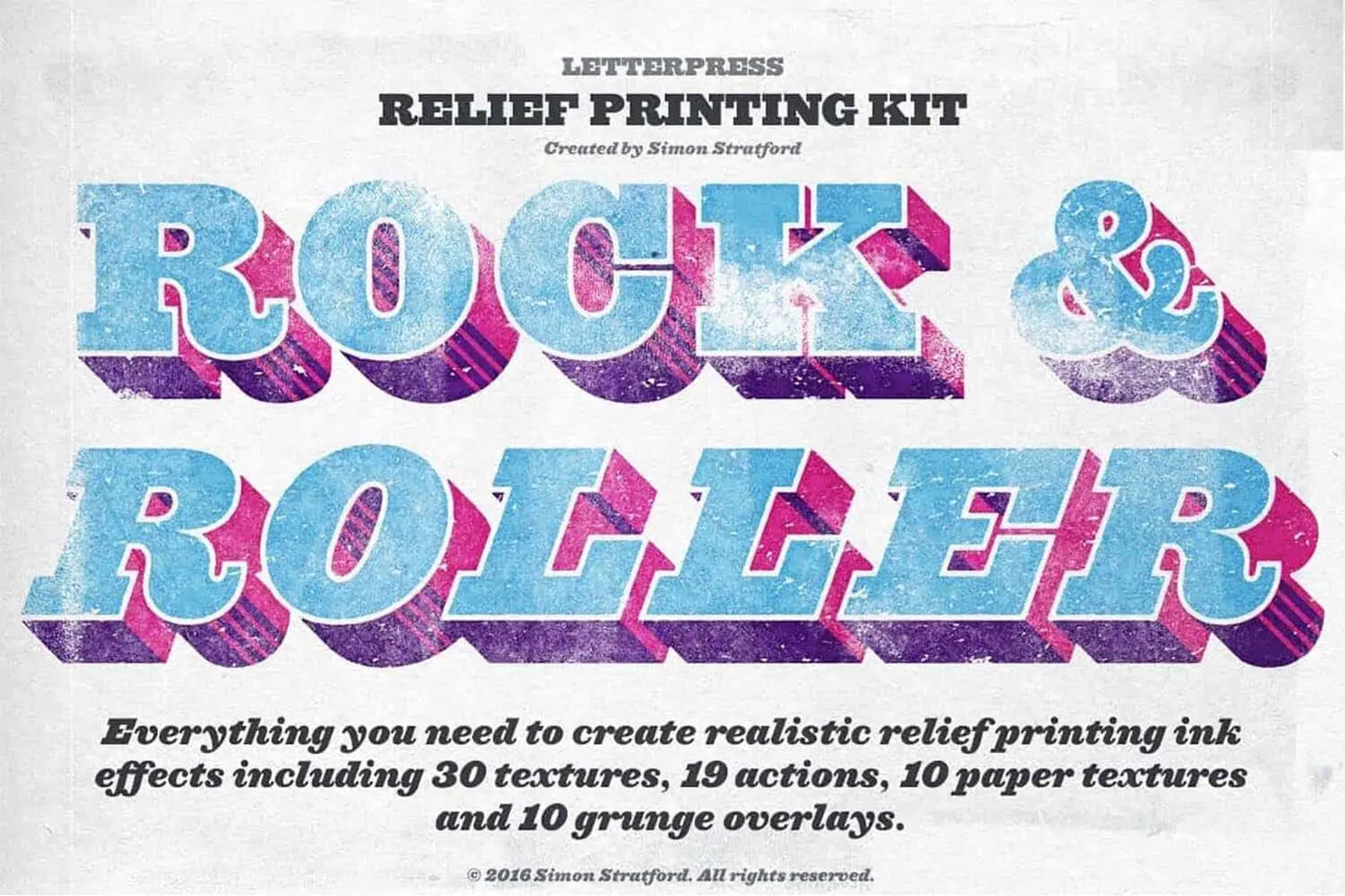 Rock & Roller Letterpress texture pack preview