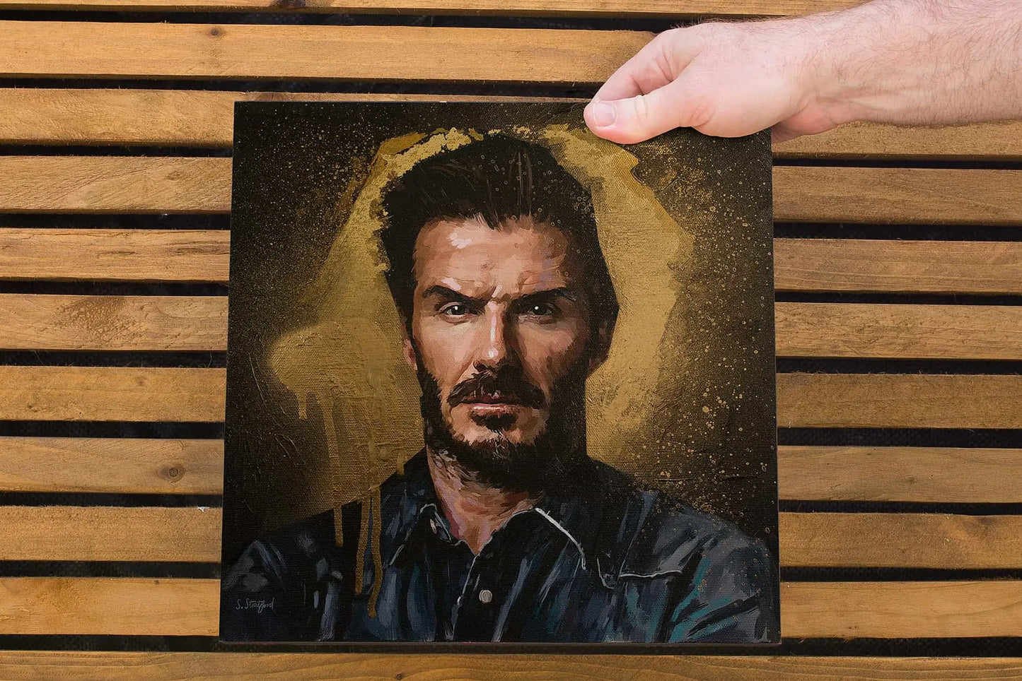 David Beckham painting displayed as 30 × 30 cm wall art