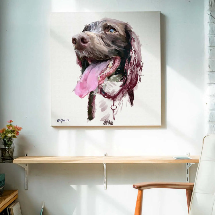 Dolly custom dog portrait painted by Simon Stratford