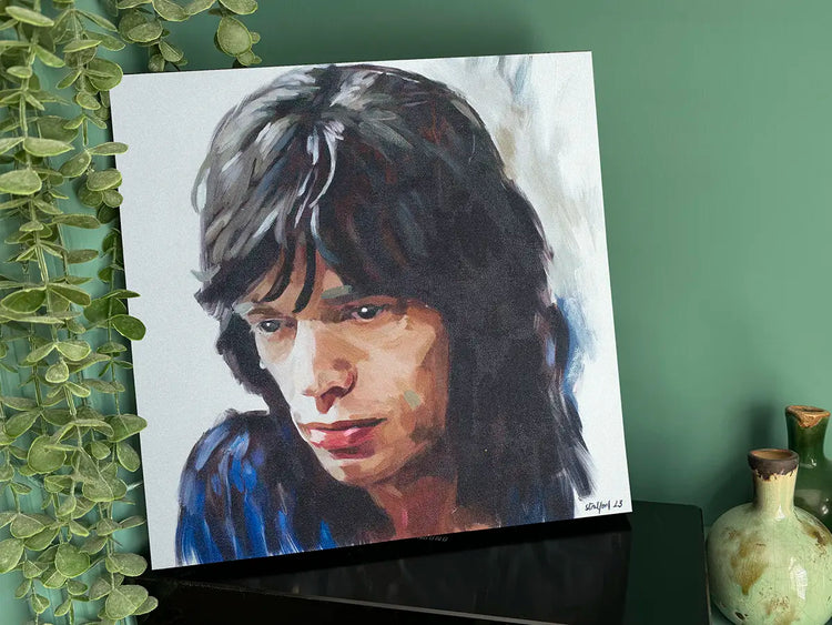 Mick Jagger painting displayed as 30 × 30 cm wall art