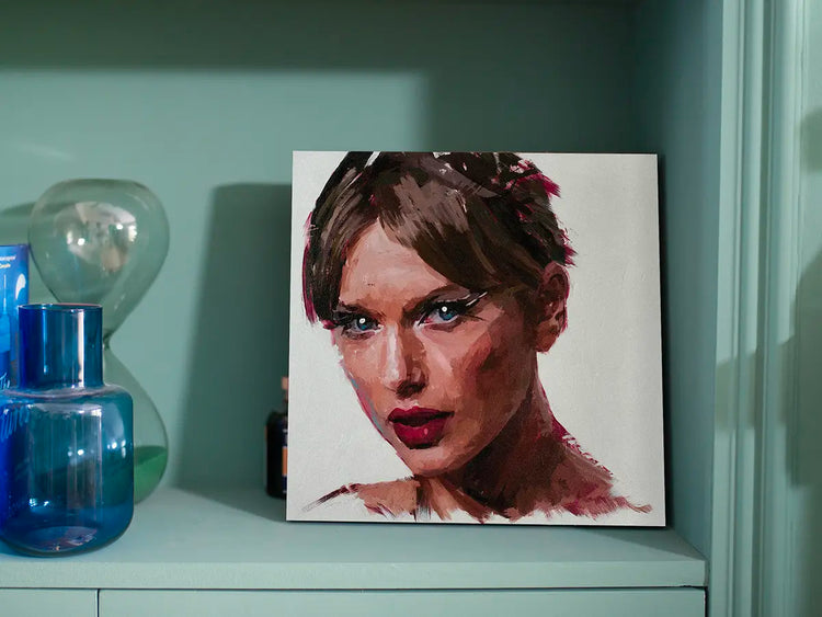 Taylor Swift portrait painting with layered colour and brushwork