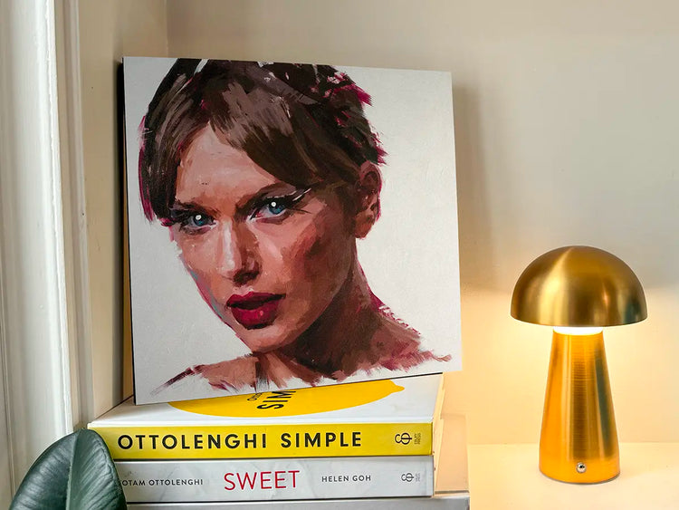 Close-up detail of the limited-edition Taylor Swift painting