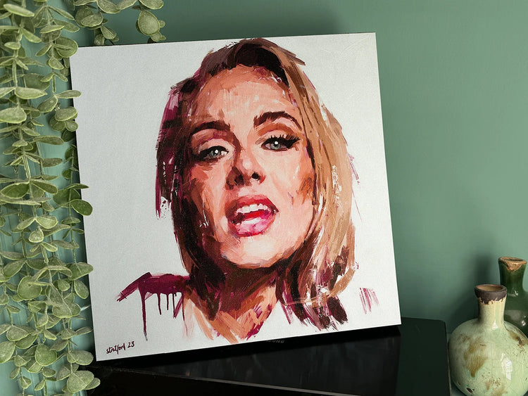 Adele painting displayed as 30 × 30 cm wall art