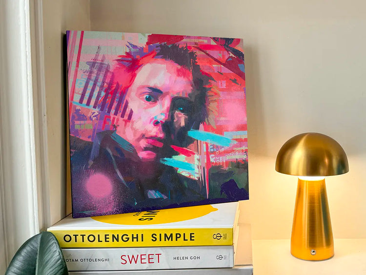 Johnny Rotten painting displayed as 30 × 30 cm wall art