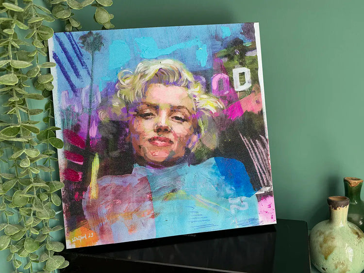 Marilyn Monroe painting displayed as 30 × 30 cm wall art