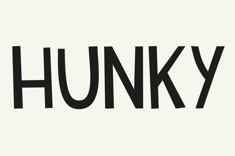 Hunky Dory bold display font specimen featuring the word HUNKY